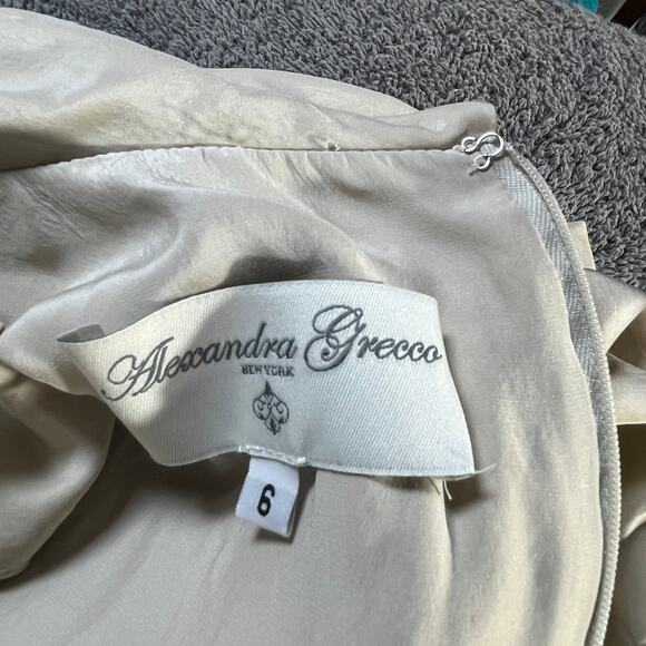 Alexandra Grecco Dress Womens 6 Green Silk Butterfly Print Fit & Flare fairy - Picture 5 of 9